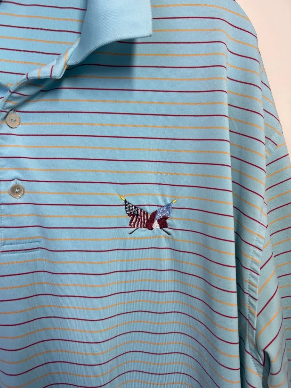 Peter Millar Summer Comfort Golf Polo Shirt Sz XL Blue Striped Performance Polo